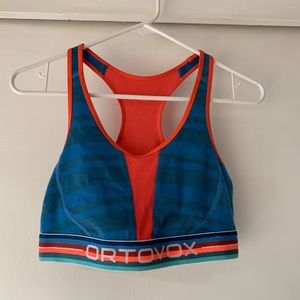 Ortovox 185 Rock'N'Wool Sports Bra in blue & pink
